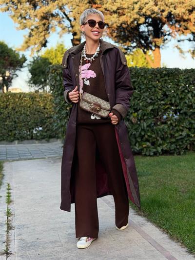 BORDO İÇİ KÜRKLÜ MUMLU TRENÇ