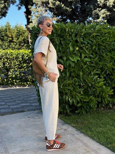 NATURAL RENK KETEN SALAŞ BLUZ PANTOLON TAKIM