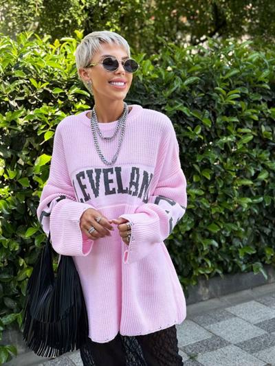 PEMBE CLEVELAND OVERSIZE TRİKO KAZAK
