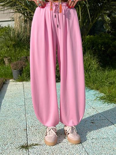 PEMBE PAÇA DETAY ŞALVAR PANTOLON