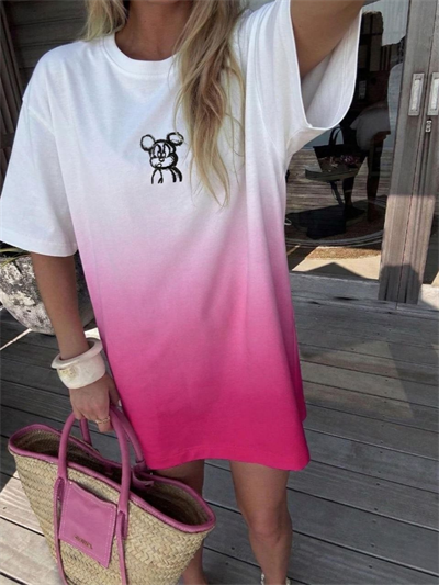 PEMBE SIRTI MICKEY BASKILI TSHIRT