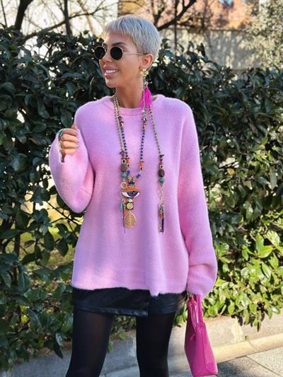 PEMBE YUMOŞ TRİKO KAZAK