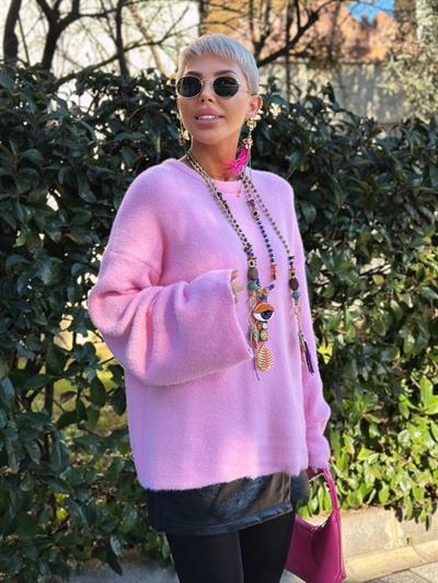 PEMBE YUMOŞ TRİKO KAZAK