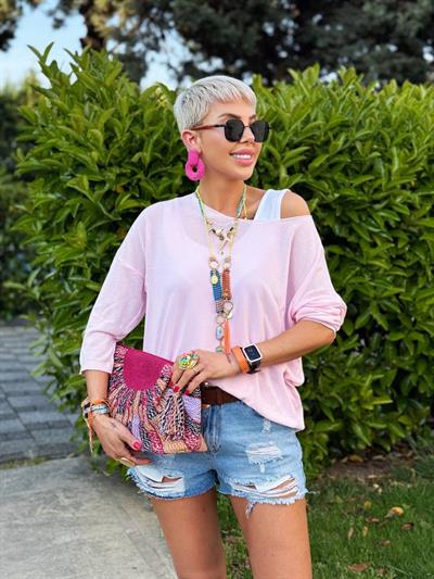 PUDRA PEMBE KAYIK YAKA MERSERİZE