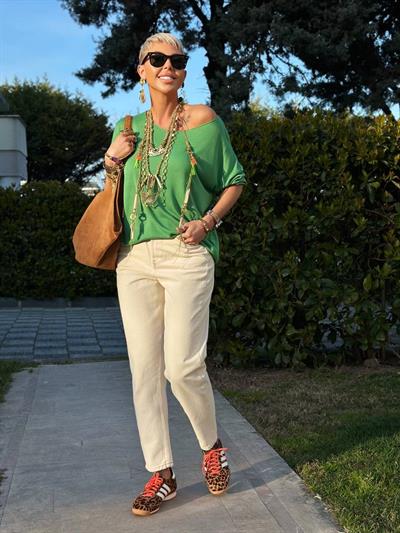 SAKİN YEŞİL KAYIK YAKA MERSERİZE