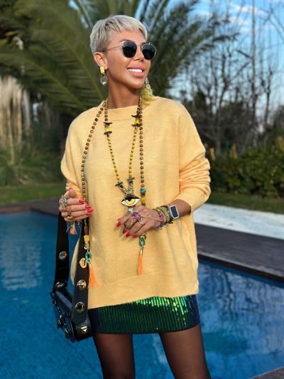 SARI BİSİKLET YAKA SALAŞ TRİKO