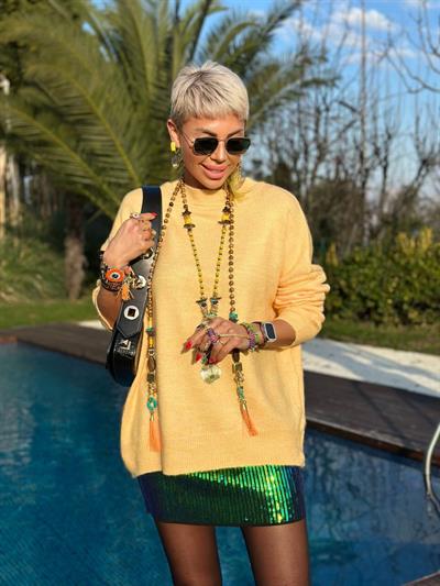 SARI BİSİKLET YAKA SALAŞ TRİKO