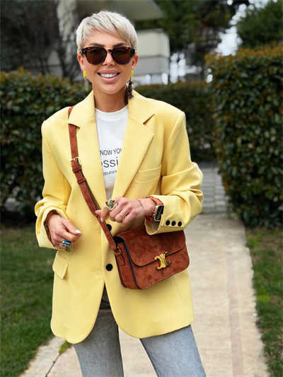 SARI ÇİFT DÜĞMELİ BLAZER CEKET