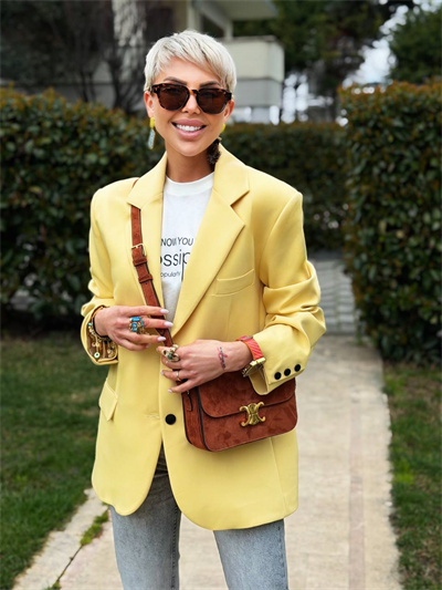SARI ÇİFT DÜĞMELİ BLAZER CEKET