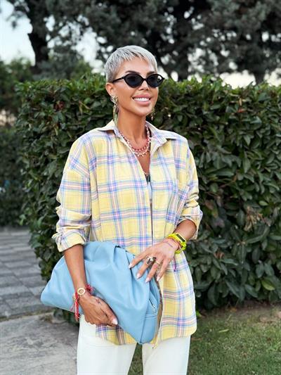 SARI EKOSE DENSENLİ GÖMLEK