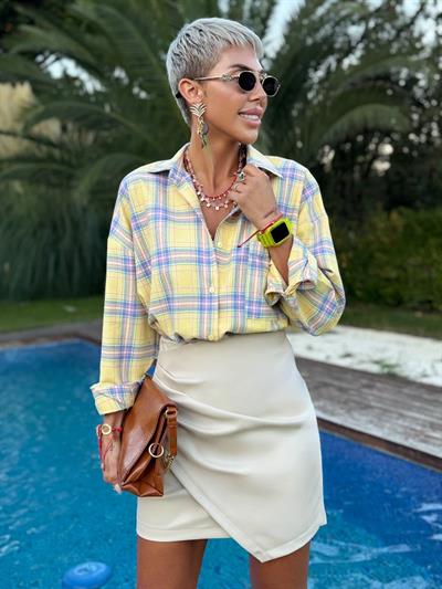 SARI EKOSE DENSENLİ GÖMLEK