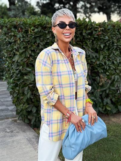 SARI EKOSE DENSENLİ GÖMLEK