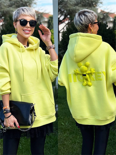 SARI S.STUDIO MICKEY TASARIM HOODİE