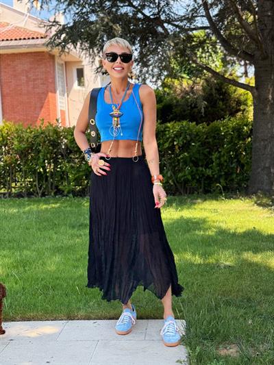 SİYAH ASTARLI ASİMETRİK ŞİFON ETEK