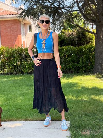 SİYAH ASTARLI ASİMETRİK ŞİFON ETEK