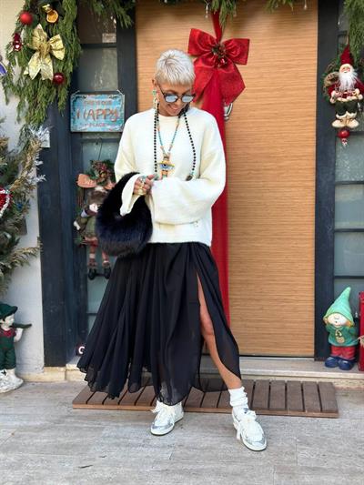 SİYAH ASTARLI TÜL MİDİ ETEK