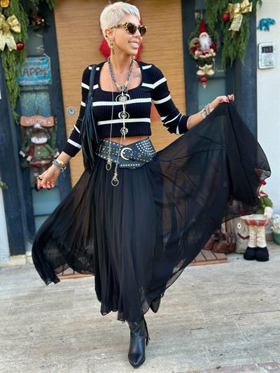 SİYAH ASTARLI TÜL MİDİ ETEK