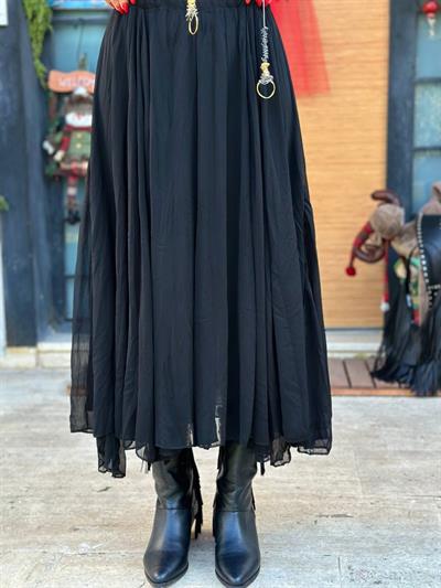 SİYAH ASTARLI TÜL MİDİ ETEK