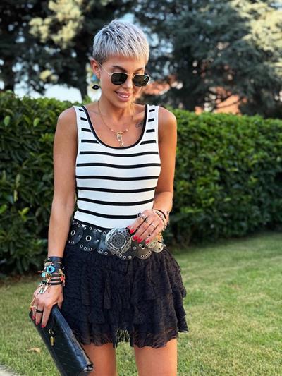 SİYAH-BEYAZ ÇİZGİLİ S.STUDIO ÖN ARKA U YAKA ATLET