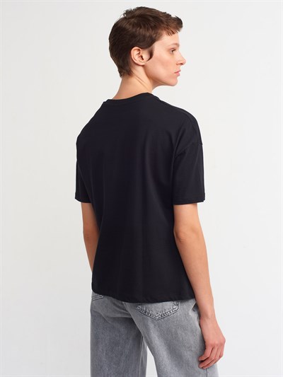 SİYAH BİSİKLET YAKA BASIC T-SHIRT 