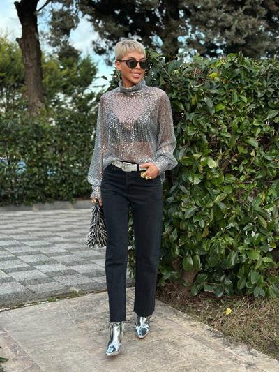 SİYAH BORU PAÇA SOFT JEAN PANTOLON