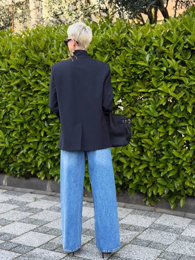 SİYAH DİK YAKALI BLAZER CEKET
