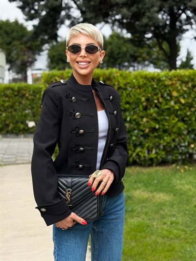 SİYAH DÜĞME DETAY NAPOLYON BLAZER CEKET
