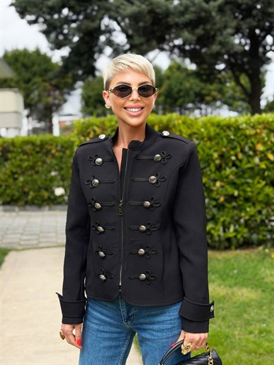 SİYAH DÜĞME DETAY NAPOLYON BLAZER CEKET