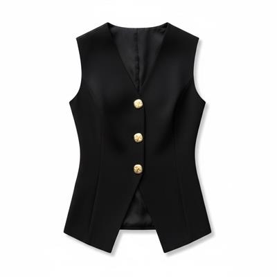 SİYAH GOLD DÜĞMELİ BLAZER YELEK