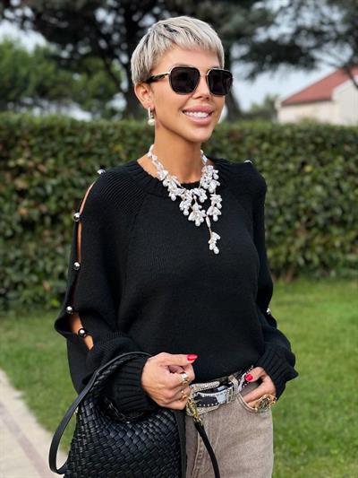 SİYAH HASIR DESEN SUNİ DERİ ÇANTA