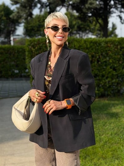 SİYAH İNCE MODAL BLAZER CEKET