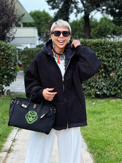 SİYAH KAPÜŞONLU TEDDY MONT