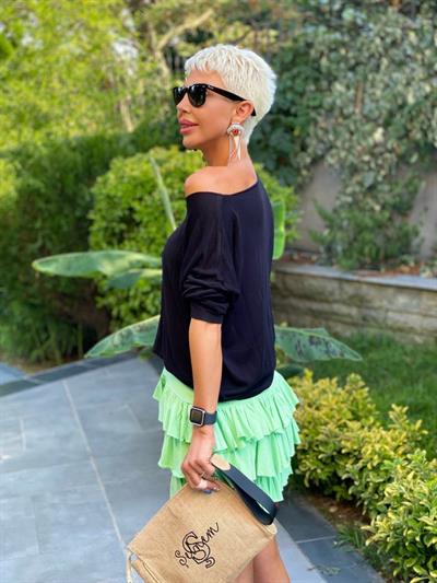 SİYAH KAYIK YAKA MERSERİZE