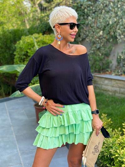 SİYAH KAYIK YAKA MERSERİZE