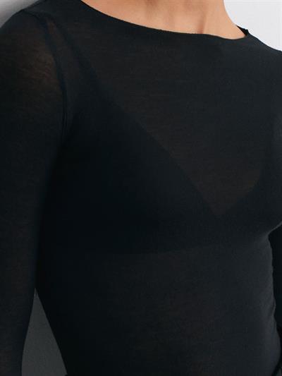 SİYAH KAYIK YAKA MODAL KAŞMİR HAFİF BLUZ