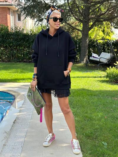 SİYAH S.STUDIO MICKEY TASARIM HOODİE