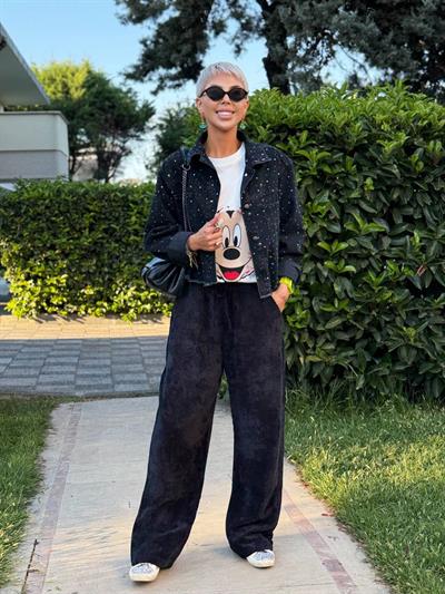 SİYAH KADİFE FİTİLLİ PANTOLON