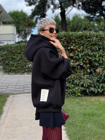 SİYAH S.STUDIO PREMIUM OVERSIZE HOODIE