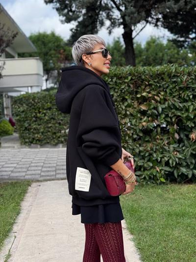 SİYAH S.STUDIO PREMIUM OVERSIZE HOODIE