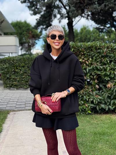 SİYAH S.STUDIO PREMIUM OVERSIZE HOODIE