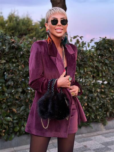 SİYAH SİMLİ PELUŞ ÇANTA