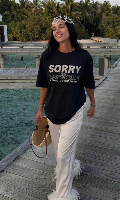 SİYAH SORRY YAZILI TSHIRT 