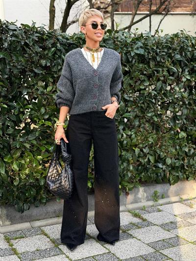 SİYAH TAŞLI JEAN PANTOLON