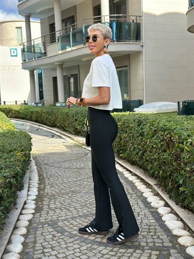 SİYAH YIRTMAÇLI İSPANYOL PAÇA ŞEKİLLENDİRİCİ PREMİUM TAYT