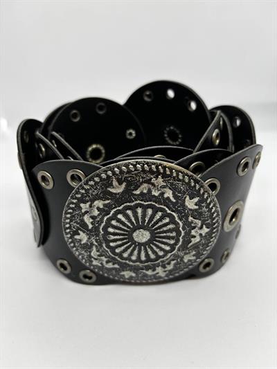 SİYAH YUVARLAK TROKLU KALIN KEMER