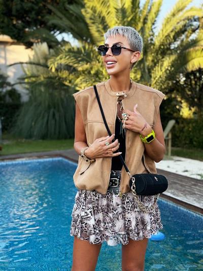 TABA SÜET ASTARLI DİKİŞ DETAYLI YELEK