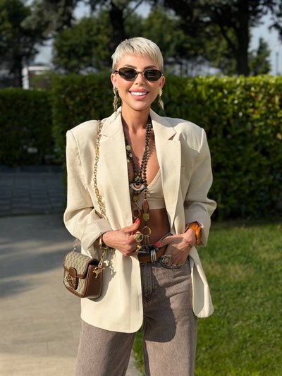 TAŞ RENK İNCE MODAL BLAZER CEKET