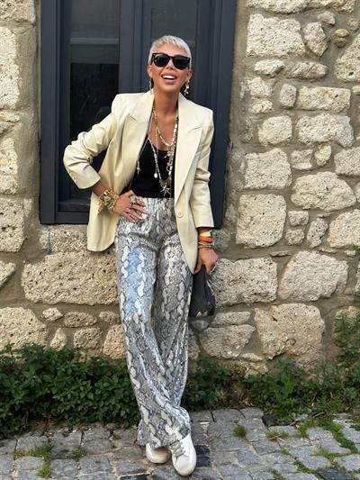 TAŞ RENK SUNİ DERİ BLAZER CEKET