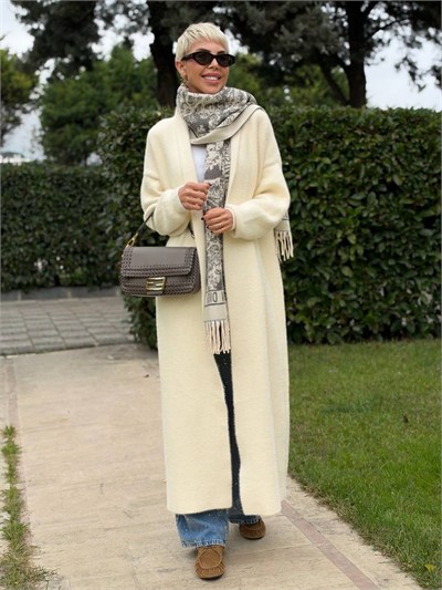 VANİLYA UZUN ANGORA HIRKA