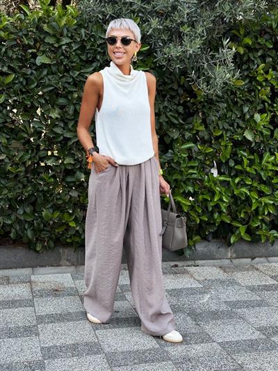 VİZON BELİ LASTİKLİ VUAL PANTOLON